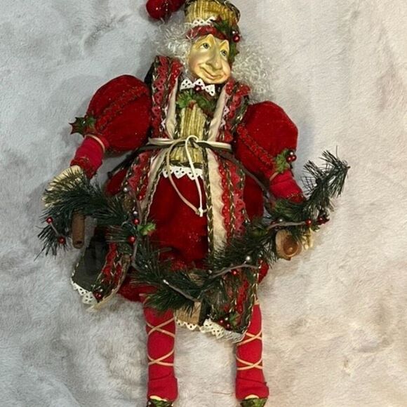 Mark Roberts Large Red Green Posable Christmas Fairy Elf 20" - Picture 1 of 7